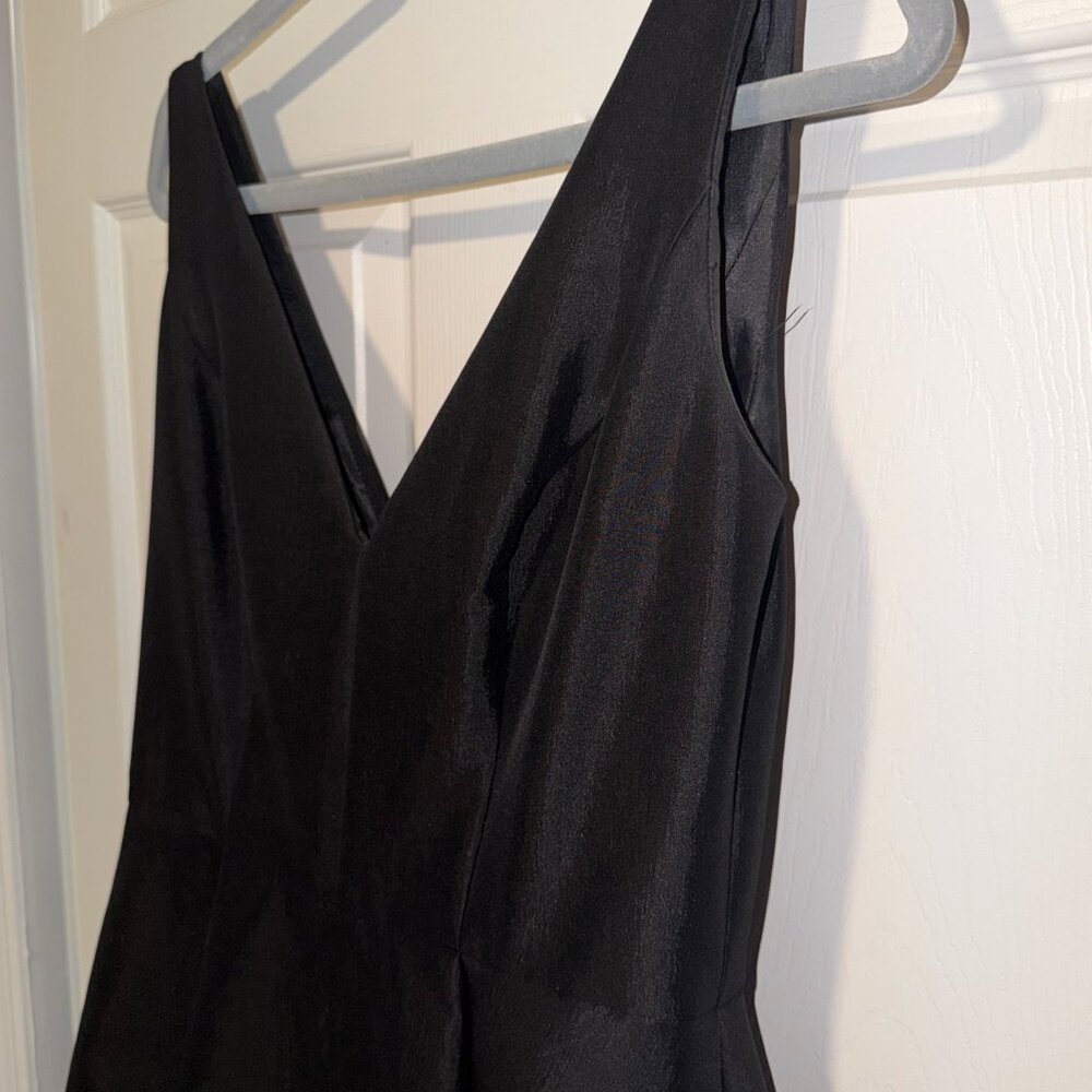BETSY & ADAM Taffeta High-low Dress with Floral Lace Hem - Picture 9 of 13